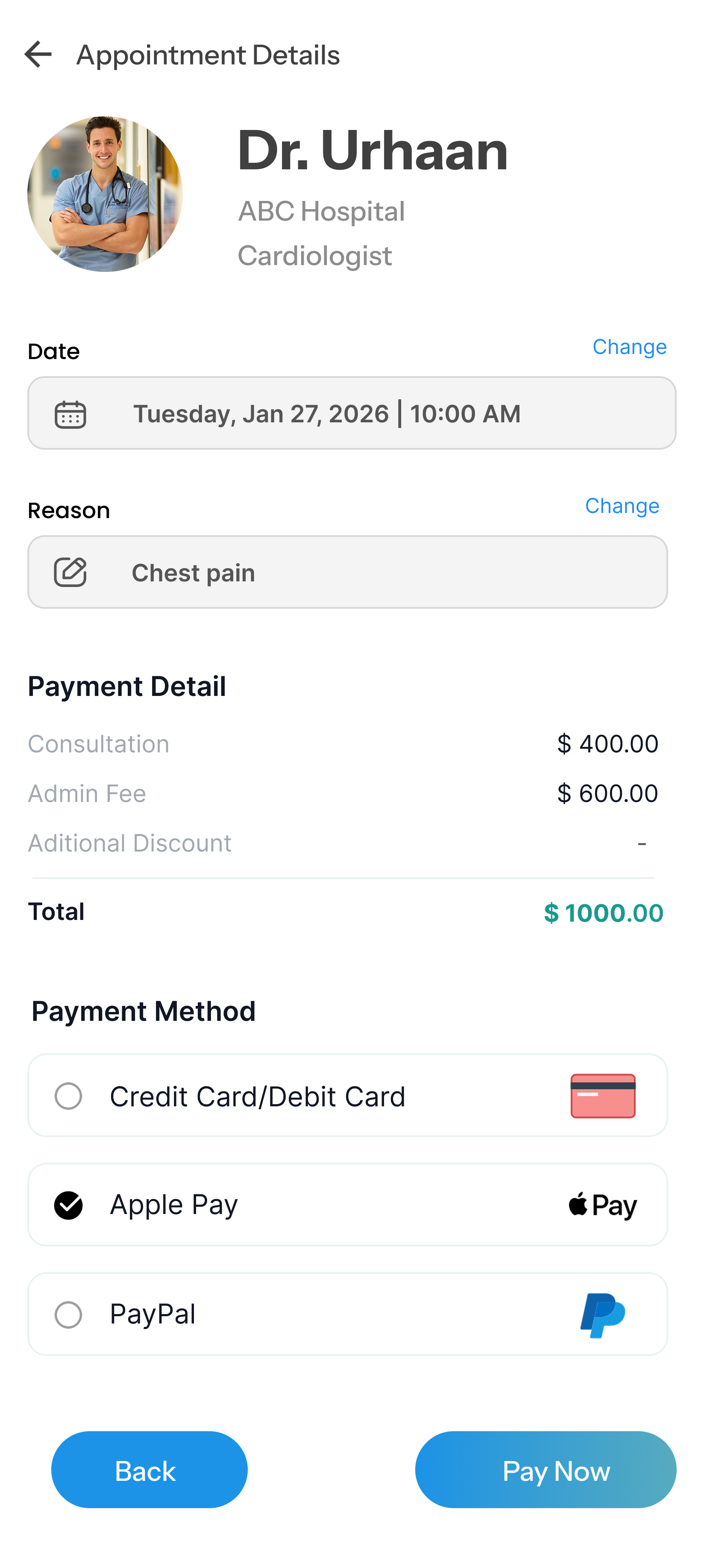 Pay for appointment