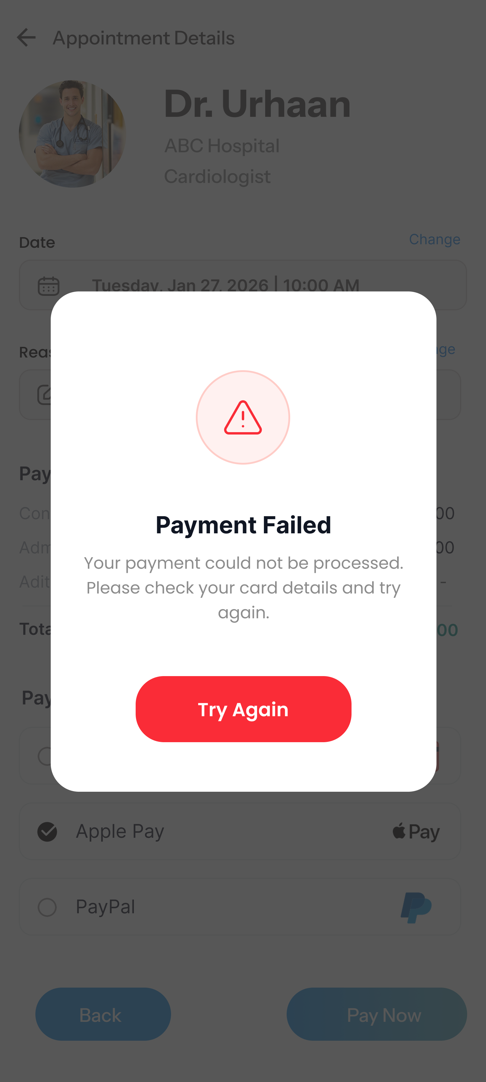 Payment failed
